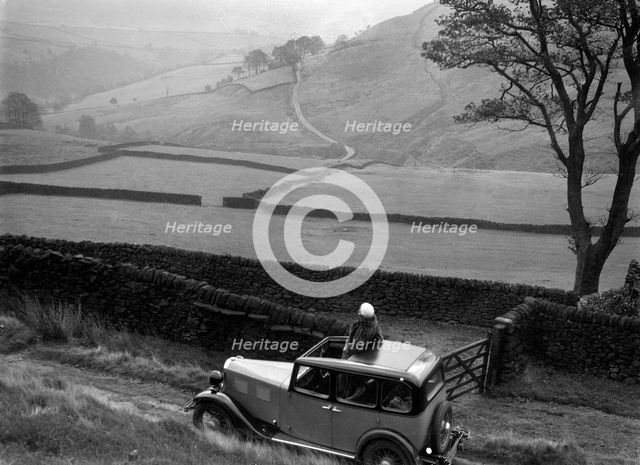 Kitty Brunell road testing a Standard Little Twelve saloon, c1932. Artist: Bill Brunell.