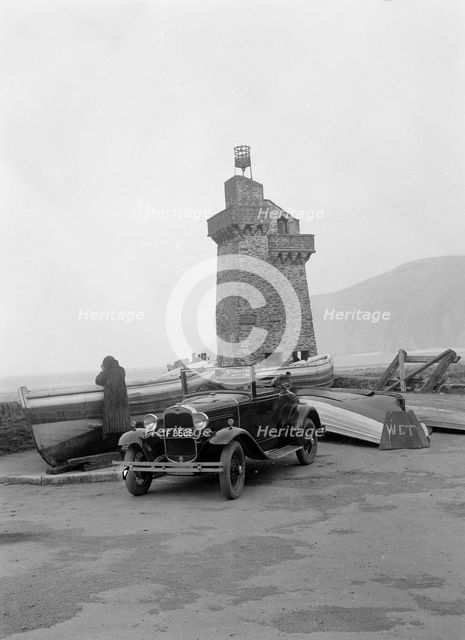 Kitty Brunell's 1930 Ford Model A 2-seater, Lynmouth harbour, Devon, 1931. Artist: Bill Brunell.