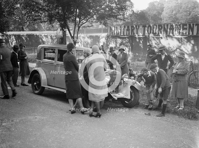 Kitty Brunell's Bianchi saloon at the B&HMC Brighton Motor Rally, 1930. Artist: Bill Brunell.