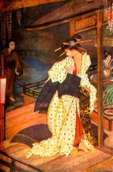 Kiyo and the Priest 1912. Creator: Evelyn Paul