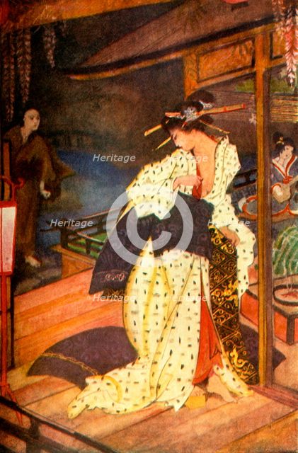 'Kiyo and the Priest', 1912. Creator: Evelyn Paul.