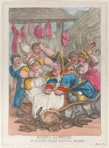 Kicking Up a Breeze or Barrow Women Basting a Beadle, February 10, 1814., February 10, 1814. Creator: Thomas Rowlandson