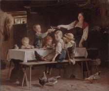 Kids at Lunch, 1857. Artist: Vautier, Marc Louis Benjamin, the Elder (1829-1898)