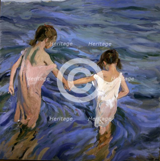  'Kids at Sea', Oil, 1909 Joaquin Sorolla.