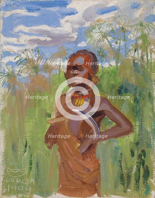 Kikuyu in Papyrus Reeds, 1909. Creator: Akseli Gallen-Kallela.