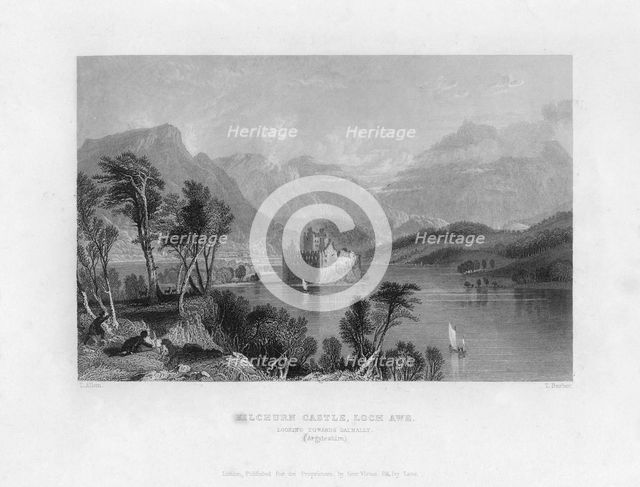 'Kilchurn Castle, Loch Awe, looking towards Dalmally, Argyleshire', 19th century.Artist: Thomas Barber