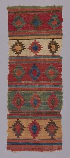 Kilim with Bands of "Star" Motifs, Turkey, 1st quarter of the 18th century. Creator: Unknown