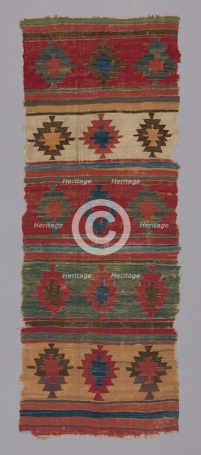 Kilim with Bands of "Star" Motifs, Turkey, 1st quarter of the 18th century. Creator: Unknown.