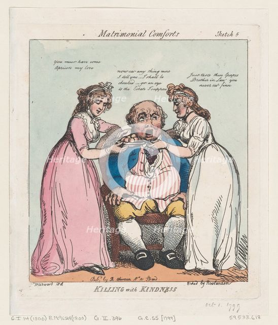 Killing with Kindness, October 1, 1799., October 1, 1799. Creator: Thomas Rowlandson.