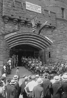 Kilties enter 71st Regt. Armory, July 1917. Creator: Bain News Service