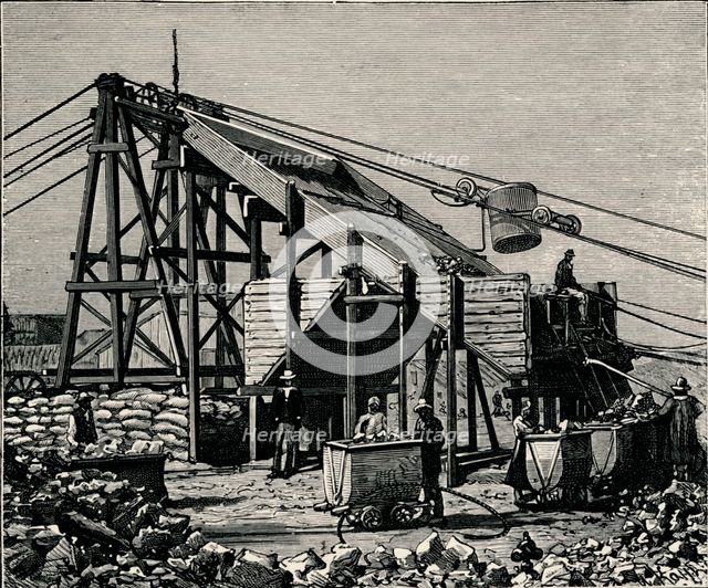 Kimbereley Diamond Mine: apparatus for raising the diamantiferous earth, 1896. Artist: Unknown