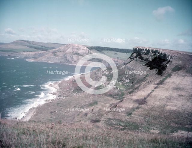 Kimmeridge Ledges and coastline seen from St Alban's Head, Dorset, c1955. Creator: Arthur Charles Kirby Ware.
