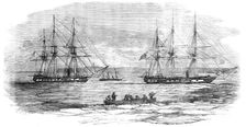 Kinburn - the "Curacoa" and "Tribune" Steam-frigates, and "Beagle" Gun-boat, in the Ice, 1856. Creator: Unknown