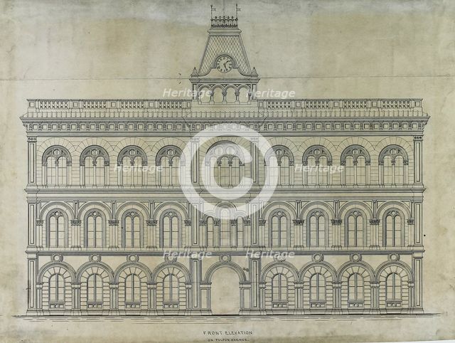 Kings County Courthouse Competition, Chicago, Illinois, Elevation, c. 1869. Creator: Peter Bonnett Wight.