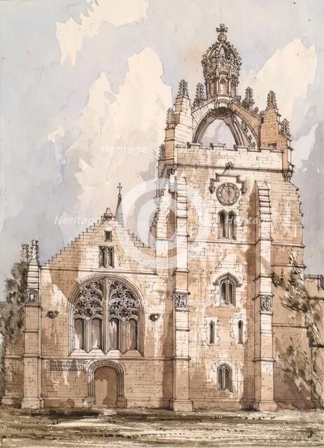 King's College, Aberdeen - View of Lantern Tower and Chapel, 1848-1852. Creator: Robert William Billings.