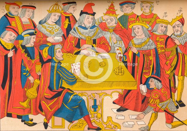 Kings and noblemen playing cards, 15th century, (1849).  Creator: E Hauger.