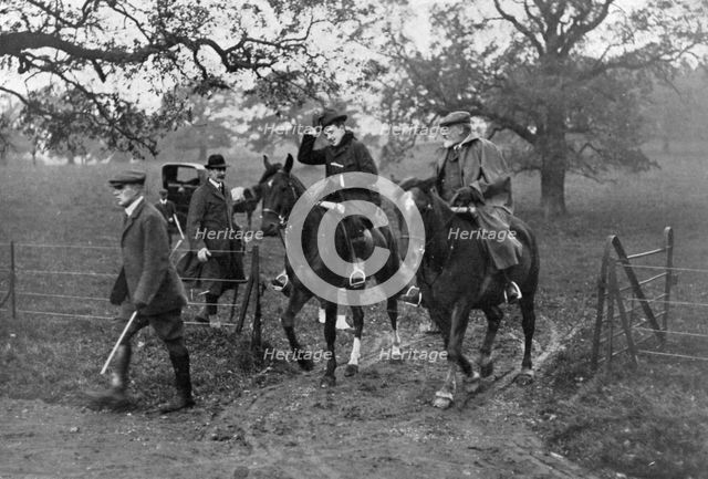 Kings Edward VII of the United Kingdom and Manuel II of Portugal hunting, 1909. Artist: Unknown