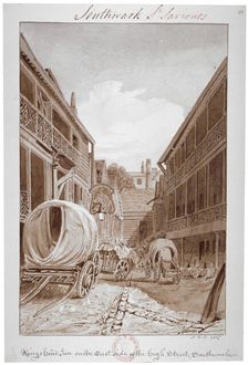 King's Head Inn on the East Side of the High Street, Southwark London, 1827. Artist: John Chessell Buckler