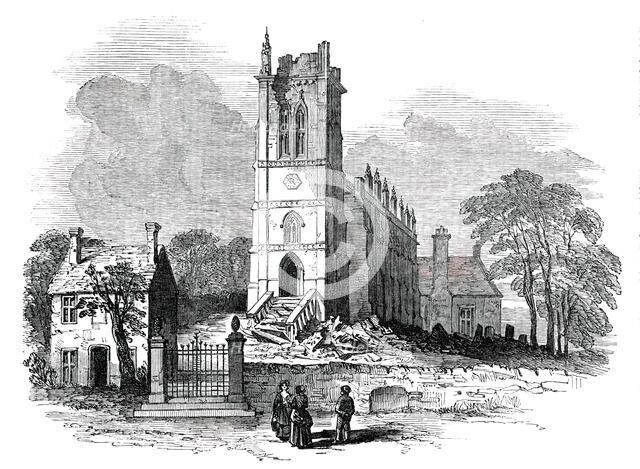 King's Norton Church, Leicestershire, Struck by Lightning, 1850. Creator: Unknown.