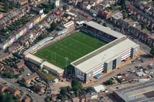 Kingsholm Stadium, home to Gloucester Rugby Club, Gloucester, Gloucestershire, 2021. Creator: Damian Grady