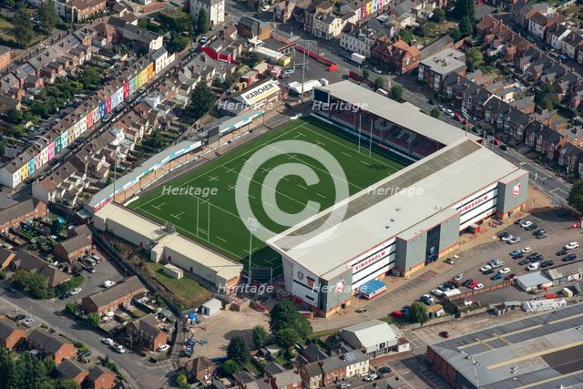 Kingsholm Stadium, home to Gloucester Rugby Club, Gloucester, Gloucestershire, 2021. Creator: Damian Grady.