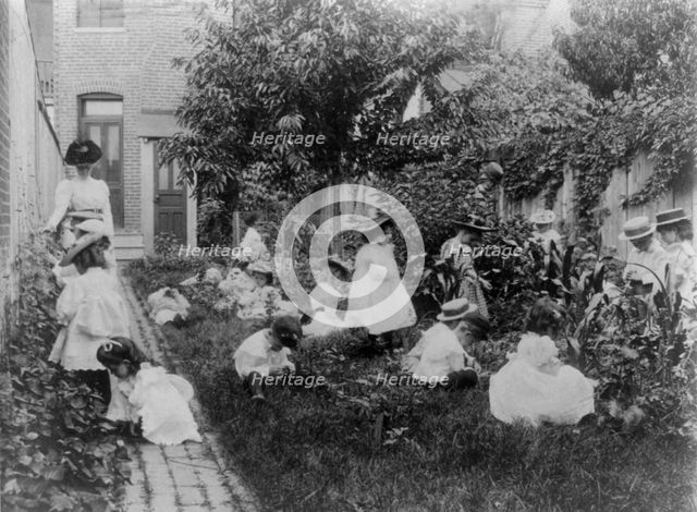 Kindergarten in a vegetable garden, Washington, D.C., (1899?). Creator: Frances Benjamin Johnston.