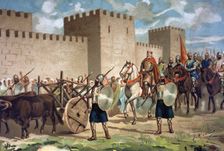 King Wamba on arrival to Toledo to attend the Provincial Council in 675 d. C., drawing