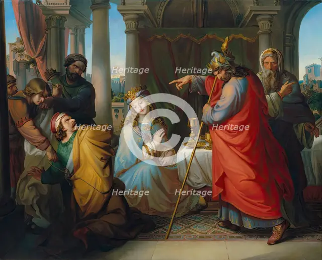 King Ahasuerus condemns Haman to death, 1835. Creator: Anton Petter.