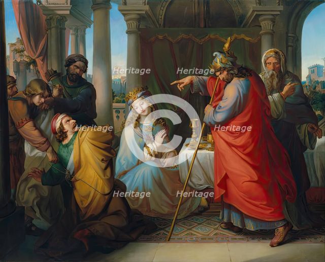 King Ahasuerus condemns Haman to death, 1835. Creator: Anton Petter.