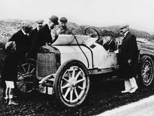 King Albert I of Belgium inspecting a car, c1909-c1913