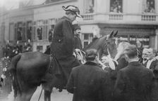 King Albert on horse at King Leopold's funeral, Belgium, 1910. Creator: Bain News Service