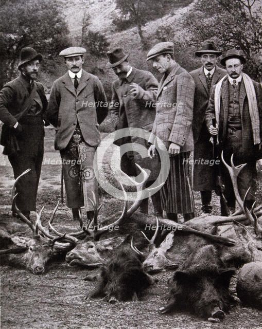 King Alfonso XIII of Spain (1886-1941)  hunting with Prince Arthur of Connaught, grandson of Edwa…