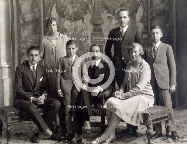 King Alfonso XIII of Spain (1886-1941) with his sons, Don Jaime, Dona Beatriz, Don Gonzalo, Don A…