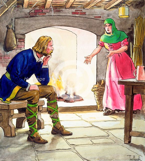 King Alfred burning the cakes, (c1900). Creator: Trelleek.