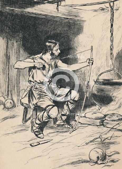 'King Alfred Forgets The Cakes', c1907. Artist: Unknown.