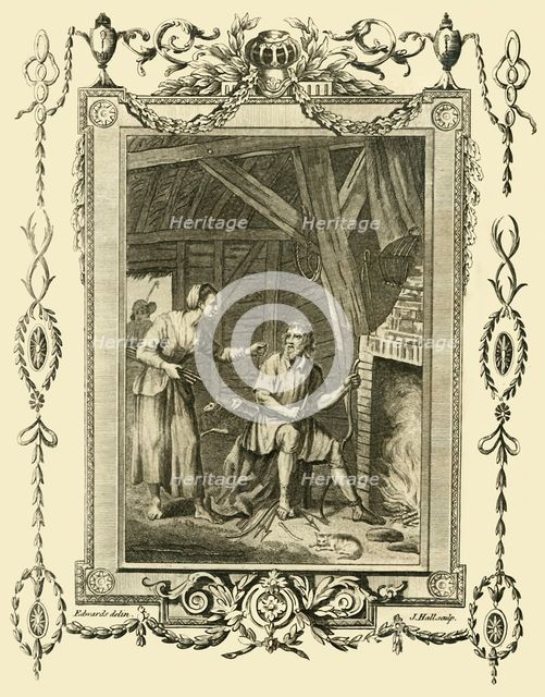 'King Alfred in disguise rebuked by the Neat Herd's Wife for letting the Cakes burn', (c878), 1783.  Creator: Unknown.