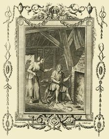 King Alfred in disguise rebuked by the Neat Herd's Wife for letting the Cakes burn (c878), 1783. Creator: Unknown