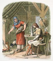 King Alfred in the neatherd's cottage c878 (1864). Creator: James William Edmund Doyle