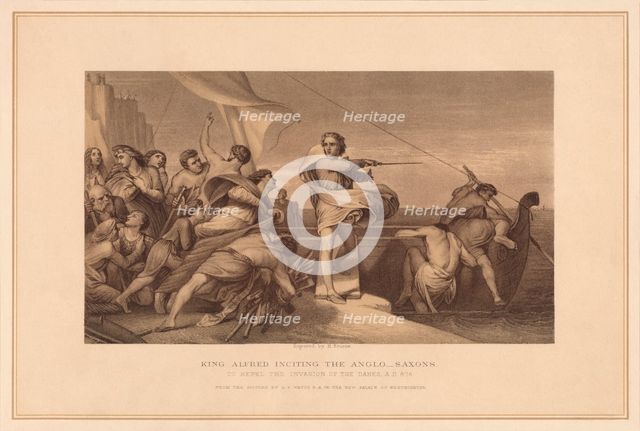 'King Alfred Inciting The Anglo Saxons', (1878). Artist: Herbert Bourne.