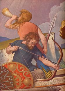 King Alfred's long-ships defeat the Danes 877 1925-1927. Artist: Colin Unwin Gill