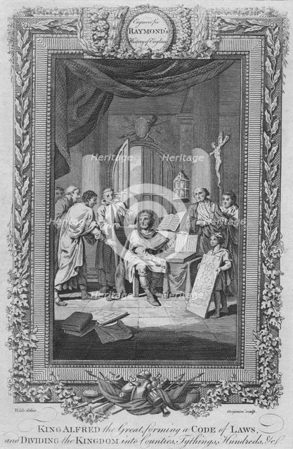 'King Alfred the Great, forming a Code of Laws, and Dividing the Kingdom into Counties', c1787. Artist: Unknown.
