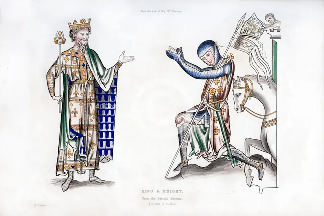 King and knight, late 12th century, (1843).Artist: Henry Shaw