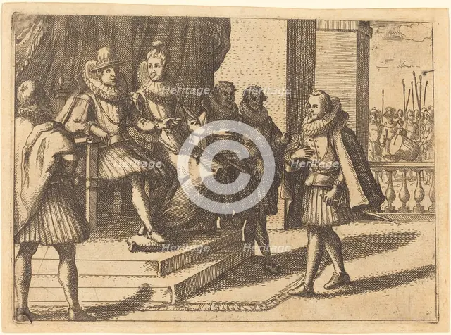 King and Queen in Consultation about the Turks, 1612. Creator: Jacques Callot.