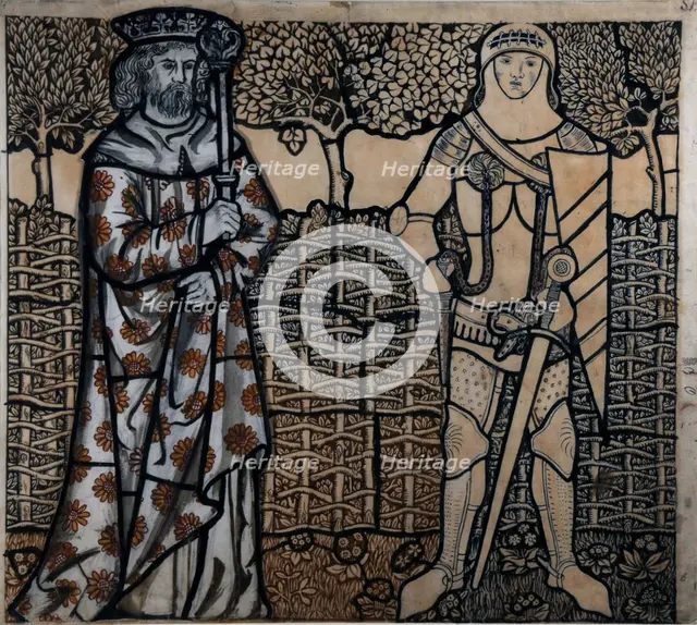 King Arthur and Sir Lancelot, 1862. Creator: Morris, William (1834-1896).
