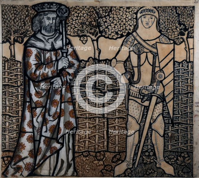 King Arthur and Sir Lancelot, 1862. Creator: Morris, William (1834-1896).
