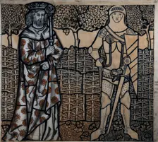 King Arthur and Sir Lancelot, 1862. Creator: Morris, William (1834-1896)