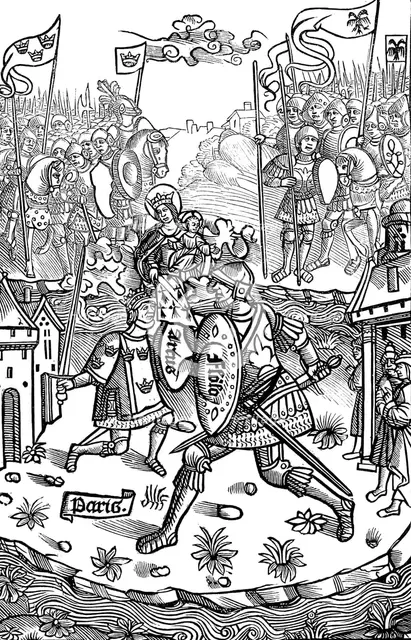 King Arthur fighting a giant, 1514. Artist: Unknown