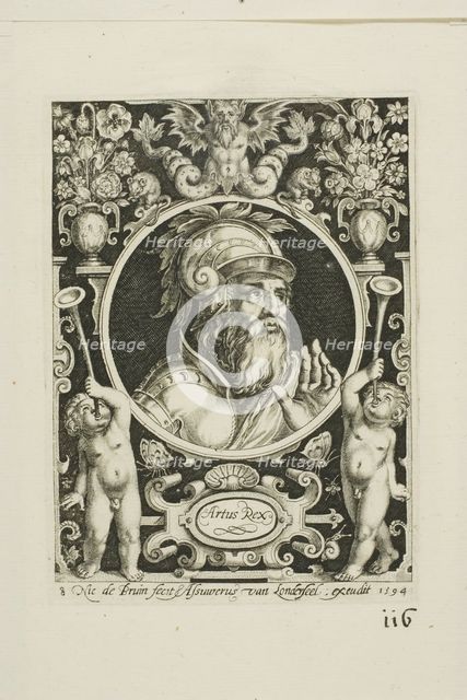 King Arthur, plate eight from The Nine Worthies, 1594. Creator: Nicolaes de Bruyn.