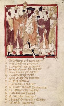 King Arthur's coronation, 14th century. Creator: Unknown