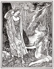 King Athamas steals Nephele's clothes so that she can't float away with her sister 1926. Creator: Henry Justice Ford